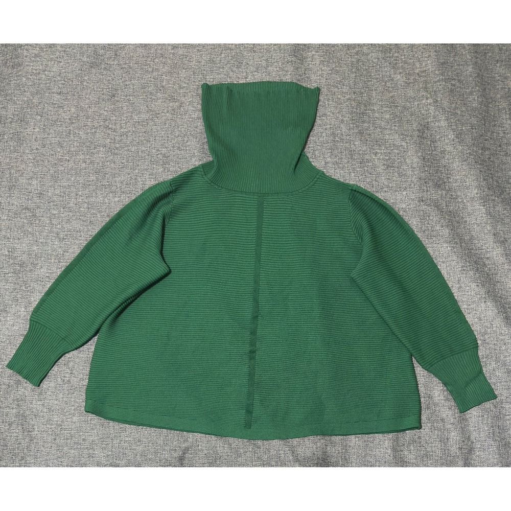 Cyrus Womens 2X Sweater Green Ribbed Turtleneck Poncho Style R641501GWM